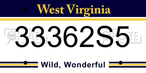 33362S5 West Virginia License Plate