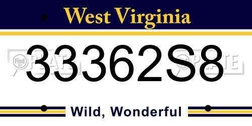 33362S8 West Virginia License Plate