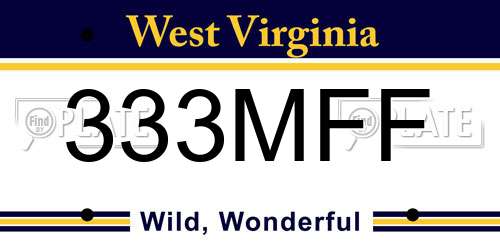 333MFF West Virginia License Plate
