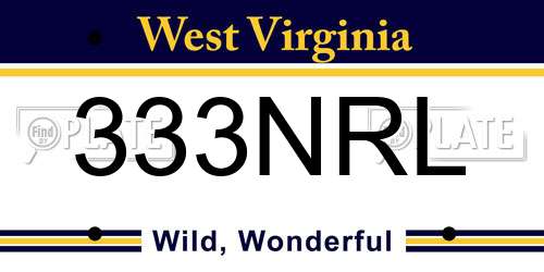 333NRL West Virginia License Plate