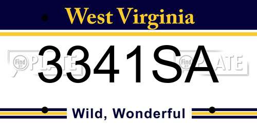 3341SA West Virginia License Plate