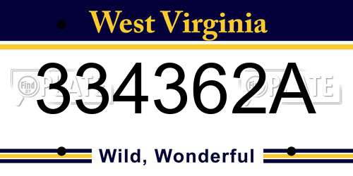 334362A West Virginia License Plate