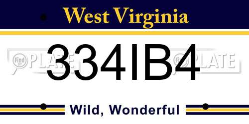 334IB4 West Virginia License Plate