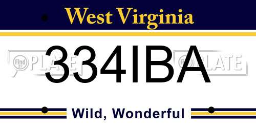 334IBA West Virginia License Plate