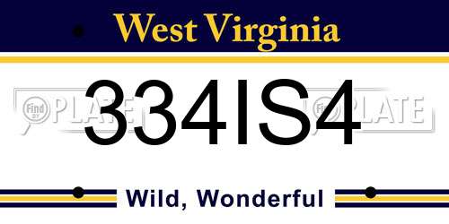 334IS4 West Virginia License Plate