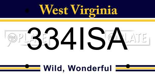 334ISA West Virginia License Plate