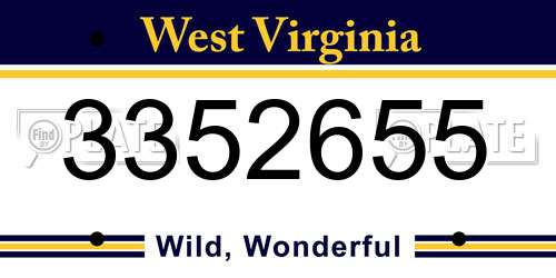 3352655 West Virginia License Plate