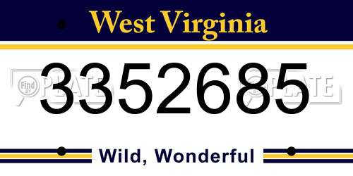 3352685 West Virginia License Plate