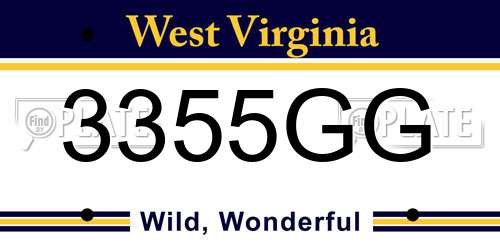 3355GG West Virginia License Plate