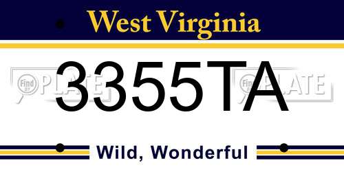 3355TA West Virginia License Plate