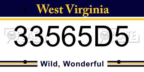 33565D5 West Virginia License Plate