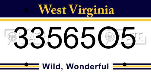 33565O5 West Virginia License Plate