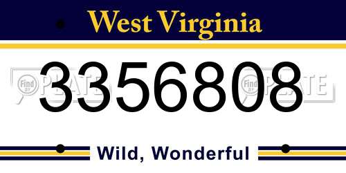 3356808 West Virginia License Plate