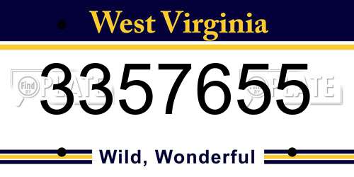 3357655 West Virginia License Plate