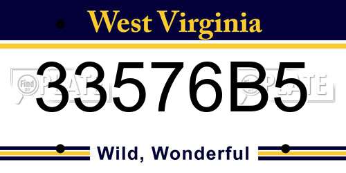 33576B5 West Virginia License Plate