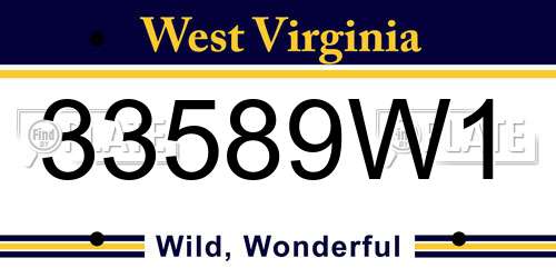 33589W1 West Virginia License Plate