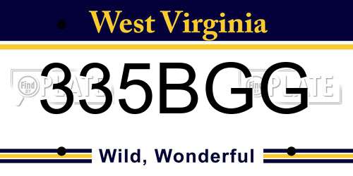 335BGG West Virginia License Plate