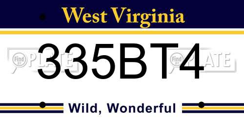 335BT4 West Virginia License Plate