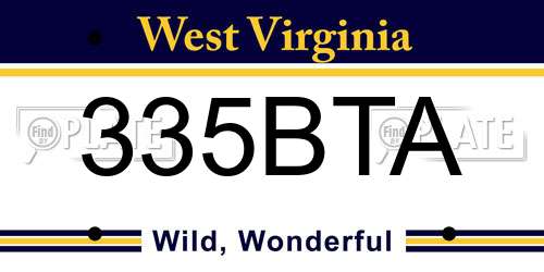 335BTA West Virginia License Plate