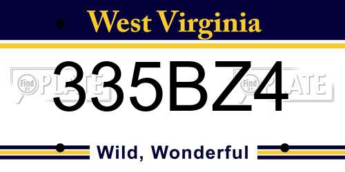 335BZ4 West Virginia License Plate