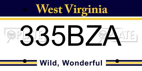335BZA West Virginia License Plate