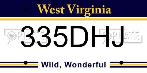 335DHJ West Virginia License Plate