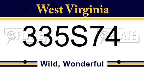 335S74 West Virginia License Plate