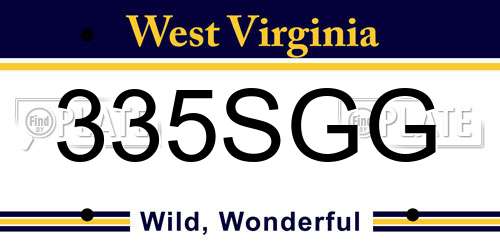 335SGG West Virginia License Plate