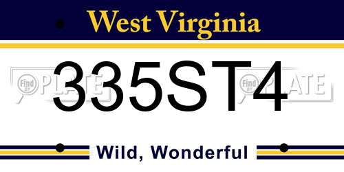 335ST4 West Virginia License Plate