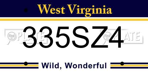 335SZ4 West Virginia License Plate