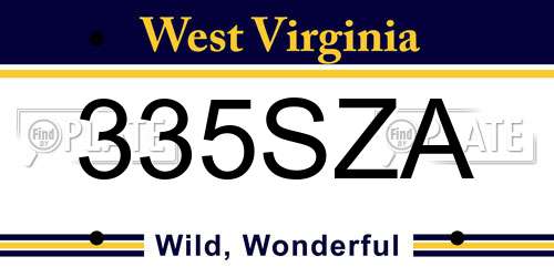 335SZA West Virginia License Plate