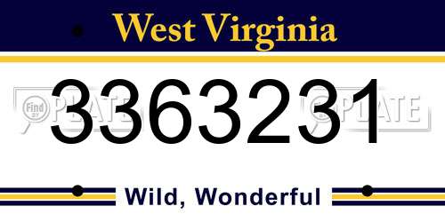 3363231 West Virginia License Plate
