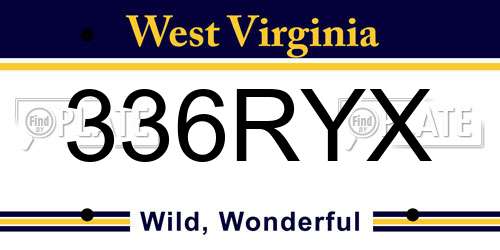 336RYX West Virginia License Plate