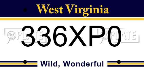 336XP0 West Virginia License Plate