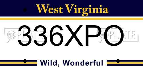 336XPO West Virginia License Plate