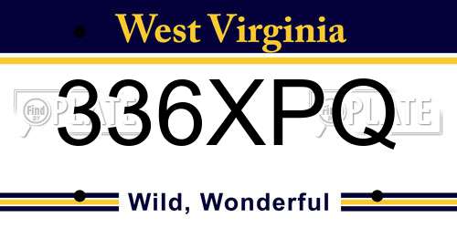 336XPQ West Virginia License Plate