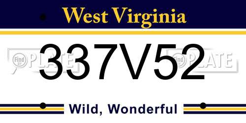 337V52 West Virginia License Plate