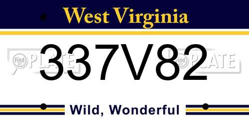 337V82 West Virginia License Plate