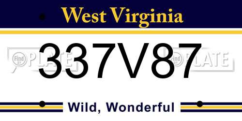 337V87 West Virginia License Plate