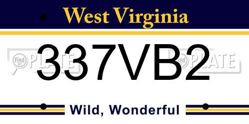 337VB2 West Virginia License Plate