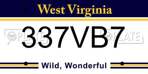 337VB7 West Virginia License Plate
