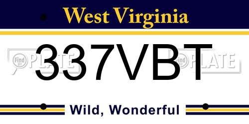 337VBT West Virginia License Plate