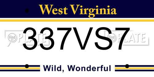 337VS7 West Virginia License Plate