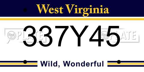 337Y45 West Virginia License Plate