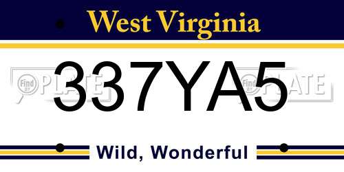 337YA5 West Virginia License Plate