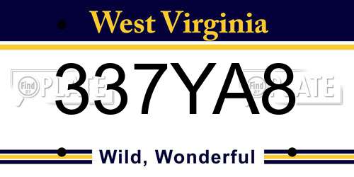 337YA8 West Virginia License Plate