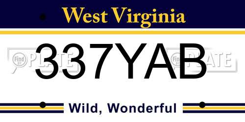 337YAB West Virginia License Plate