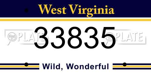 33835 West Virginia License Plate