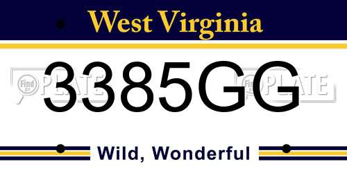 3385GG West Virginia License Plate