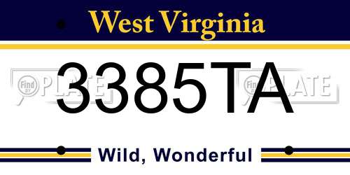 3385TA West Virginia License Plate
